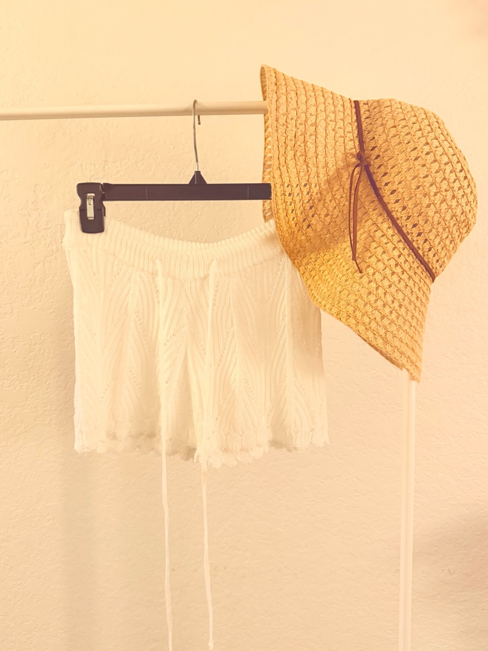 Crochet Knit White Shorts